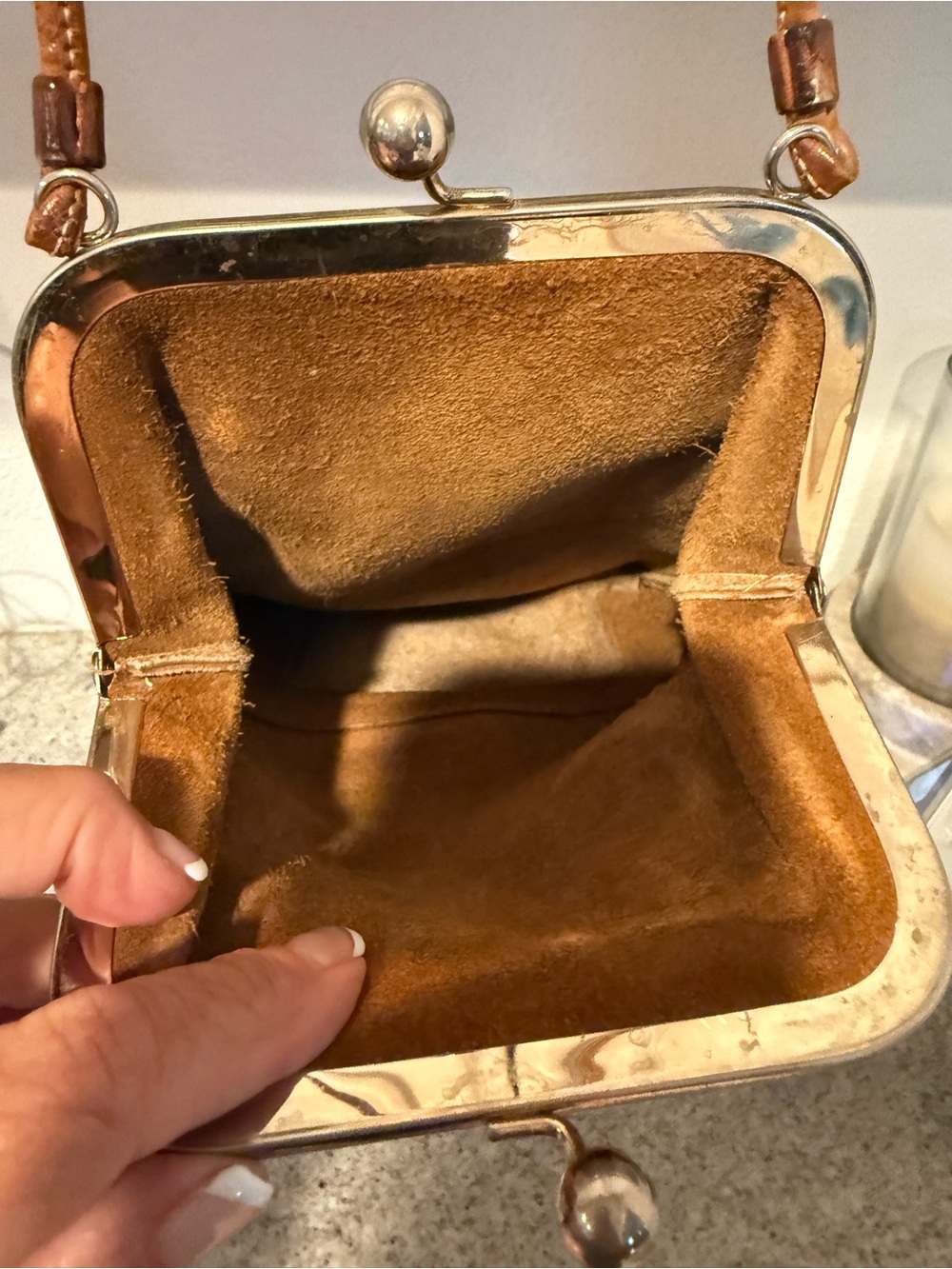 Bonnie Cashin for Coach Swinger Bag Double Frame Kiss Tan Leather Vintage - Picture 3 of 6